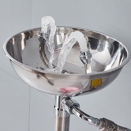 Emergency Eye Wash Station Pedestal Mounted Eyewash Station with Eye Wash Sign 304 Stainless Steel Eye Washer for Factory Office Lab and Industrial Use