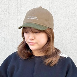 Basiquench Mini Words Cap, Short Brim, Umpire, Embroidery, Bi-Color, Washable, Antibacterial, Deodorizing Hat, Women's, Men's, One Size Fits All, Braun