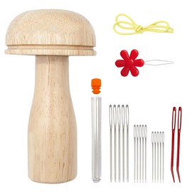 BTtime Darnin Mushroom Tools Embroidery Kit Sewing Tool Kit Sock Repairing Tools Hand Sewing Tools Braided Mushroom Standing Wooden DIY Hat Scarf Sweater Pants Craft