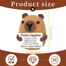 Positive Capybara,Funny Good Luck Gifts with Cards,Emotional Support Positive Potato Crochet Animals,New Job/Leaving Gifts for Women/Men,First Day at School Motivational Toy for Kids,Girls,Best Friend