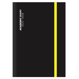 2023-2024 A4 Black Day a Page Academic Student Diary With A4 Day To Page and a Elegant Black Case-binding With Elastic
