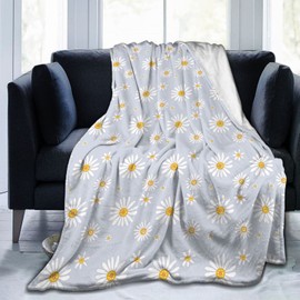 Abucaky Little Daisy Flowers Fleece Throw Blanket Ultra Soft Cozy Decorative Flannel Blanket for Home Bed Couch Chair Travel 60x50in
