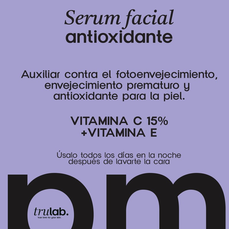 TruLab Serum Facial Antioxidante: Vitamina C 15% + Vitamina E