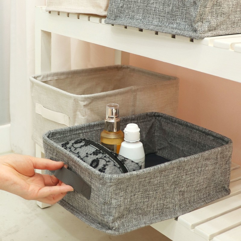 Hanui Tongsang folding square handle fabric basket storage basket, beige