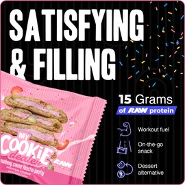 My Cookie Dealer Protein Cookies, Strawberry Creme (2.2oz, Pack of 6) - 15g Protein per Cookie - Individually Wrapped Workout Snacks for On-The-Go Travel