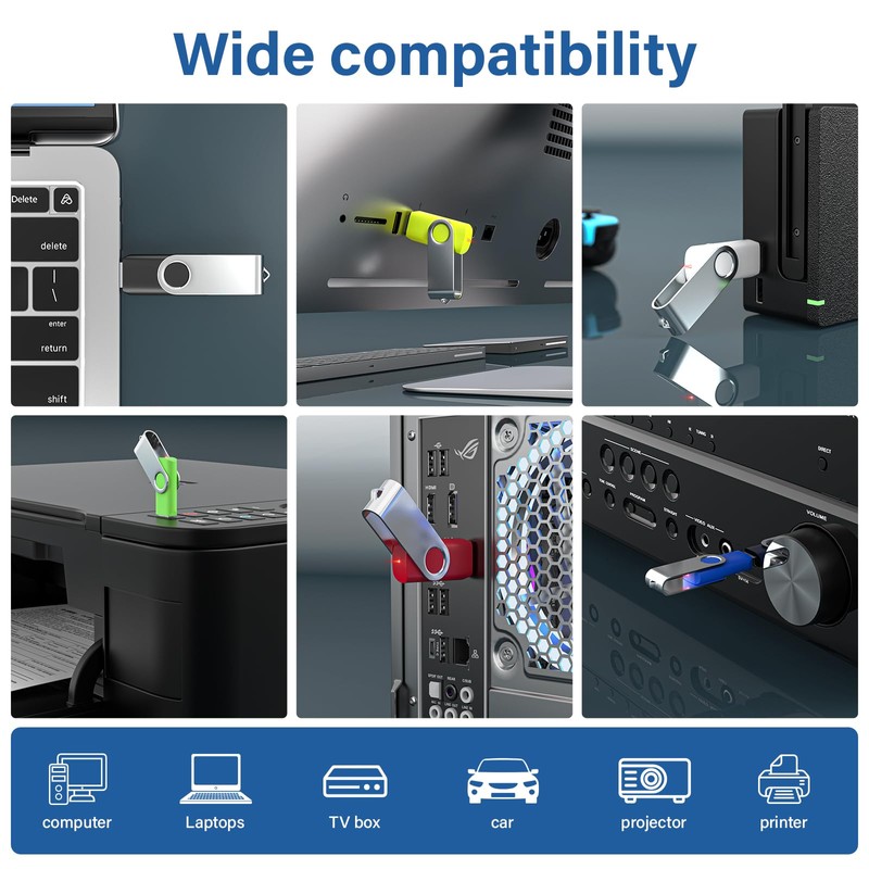 WOOOLKEN USB Stick 2.0 Memory Stick 4GB 20 Pack USB