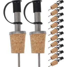 YARDWE Bottle Caps 12PCS Stainless Steel Wine Pourers Liquor Pour Spouts Set Cork Design for Christmas for Wine Liquor Olive Oil Coffee Syrup Vinegar Bottles