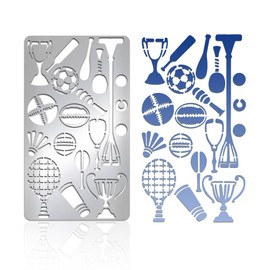 UNICRAFTALE 1 x Metal Stencil Sports Ball Stencil Stainless Steel Painting Stencils Football Baseball Stencils for Journaling Stencils for Wood Carving Drawing Engraving Scrapbooking
