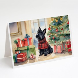 Caroline's Treasures DAC2741GCA7P Scottish Terrier Cozy Christmas Greeting Cards Pack of 8 Blank Cards with Envelopes Whimsical A7 Size 5x7 Blank Note Cards