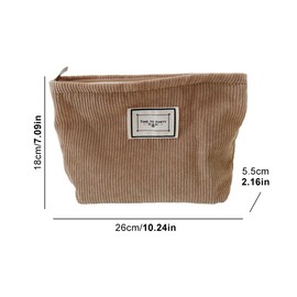 Toiletry Bag Cosmetic Bag Corduroy Makeup Organiser Multifunctional Travel Toiletry Bag for Women Girls Khaki