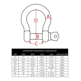 Extreme Max 3006.8291 BoatTector Stainless Steel Bow Shackle - 5/16"