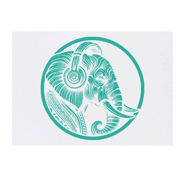 Azeeda 'Elefant mit Kopfhörern' Temporäres Tattoo - Hautfreundlicher & Ungiftiger Abziehbild · Wasserfest (TO00070707)