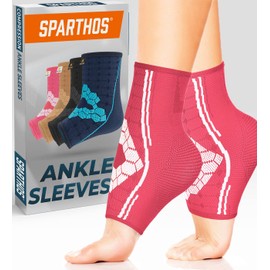 Sparthos Ankle Compression Socks (Pair) – Plantar Fasciitis Sleeves with Arch Support – for Men and Women – Foot Ankle Brace – Relieve Heel Pain, Reduce Swelling, Achilles Tendon Treatment (Pink-M)
