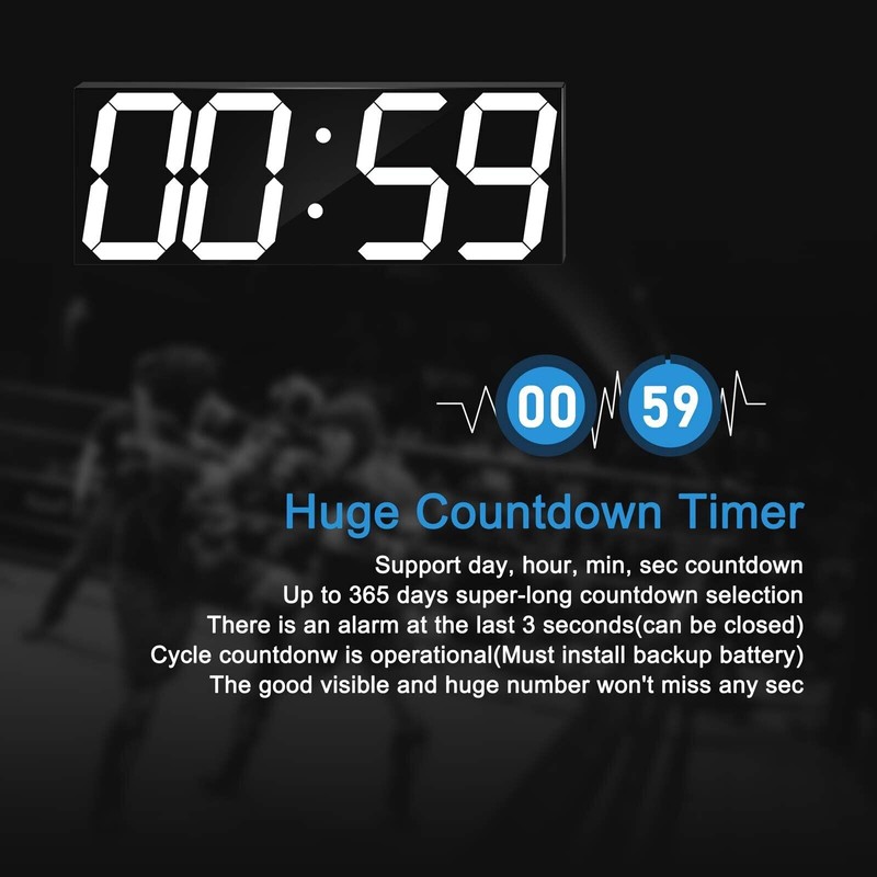 CHKOSDA Digital LED Wall Clock, Oversize Wall Clock with 6”