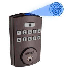 BRINKS Security Door Locks, High-Security Keyless Entry, Smart Electronic Door Lock with Deadbolt, Up to 50 Codes, Automatic Locking, Tuscan Bronze