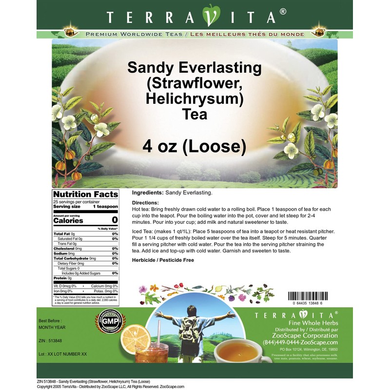Sandy Everlasting (Strawflower, Helichrysum) Tea (Loose) (4 oz, ZIN: 513848)