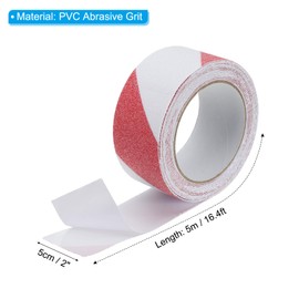 PATIKIL 2 Inch x 16 Ft Anti Slip Traction Tape, Non-Slip Grip Tape Non Skid Tread Safety Tape for Stairs Steps Scooter Deck, Red and White