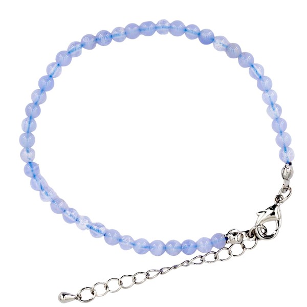 Generisch Blue Grey Natural Gemstone Chalcedony Anklet with 4mm Balls