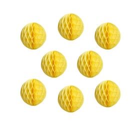 8pcs 10 inch Paper Honeycomb Balls Decorative Tissue Honeycomb Balls Paper Pom Poms Flower Balls Art Hanging Balls for Birthday Wedding Nursery Baby Shower Home Decor (10inch, Yellow)
