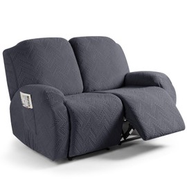 Ruaozz Recliner Sofa Covers Recliner Chair Covers Couch Covers for Reclining Couches with Pockets Washable Furniture Protector with Elastic Bottom (2 Seater, Dark Gray)