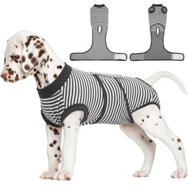 FUAMEY Dog Recovery Suit Male,Dogs Surgery Neuter Suits Puppy Spay Shirts for Female Protect Dog's Skin Anti Licking Abdominal Wounds Doggie Onesie Pet Bodysuit Alternative to Cone Gray Stripes XS