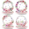 OBUSATT 100PCS Floral Spring Party Plates 9 Inch Flowers Pink