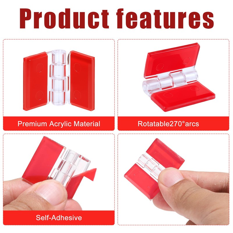 8PCS Small Clear Plastic Hinges Acrylic Small Hinges Self-Adhesive Acrylic