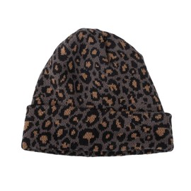 WITHMOONS Knitted Beanie Hat Animal Leopard Pattern Watch Cap KR51083 (Grey)