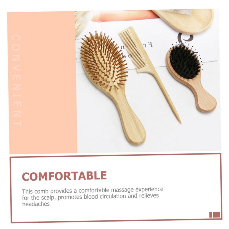 Healvian 4pcs Bamboo Scalp Massage Comb Includes Wide Tooth Comb