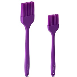 HOTEC 5 pieces Set Basting Brushes Silicone Heat Resistant Pastry Brushes Spread Oil Butter Sauce Marinades for BBQ Grill Barbecue Baking Kitchen Cooking BPA Free Dishwasher Safe (Purple)