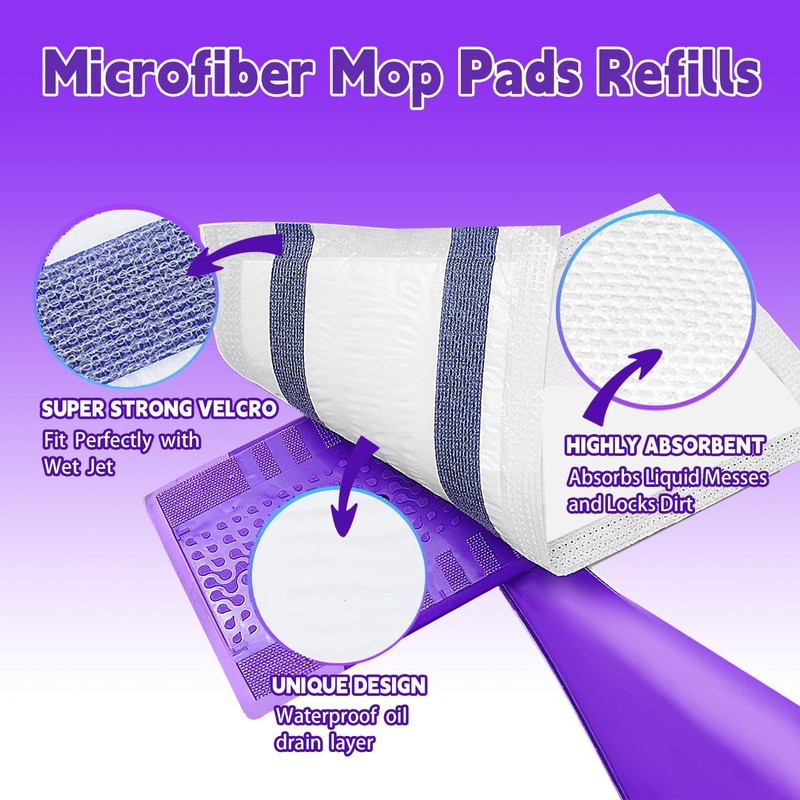 60 Pack Disposable Spray Mop Pad Refills for Wetjet, Unscented