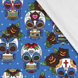 HEKO PANELS Softshell Fabric Sold by the Metre Outdoor Fabric Waterproof with Fleece Fabric for Sewing Sewing Fabrics Windproof for Jacket Hiking Sports Overall Dia De Los Muertos 1 Metre 145 x 100 cm