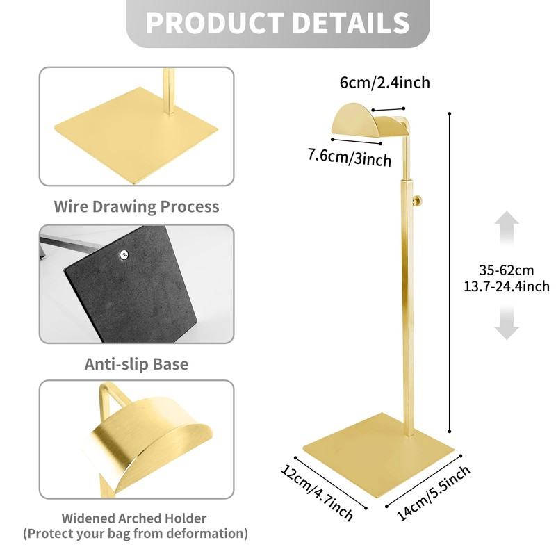 KEJJNYER 2 Pack Purse Display Stand Gold, Stainless Steel Handbag