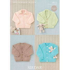 Sirdar Snuggly 4 ply Knitting Pattern - 4512 Baby's Raglan Cardigans