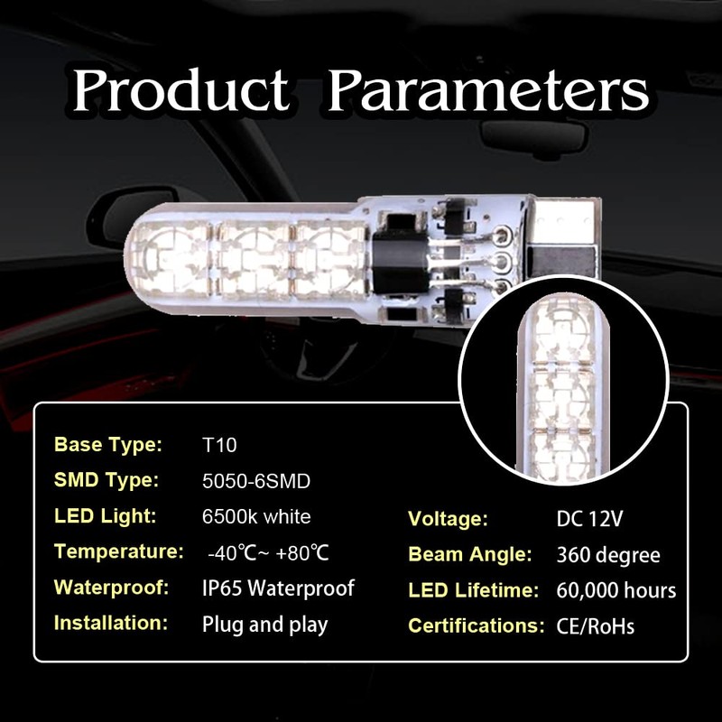 OtpOutopa Car T10 RGB LED Bulb Width Light with Remote