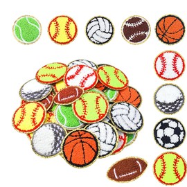 20 PCS Ball Sports Iron on Patches, Tennis Basketball Baseball Balls Embroidered Patches for Clothes, Golf Football Rugby Applique for Hats, Jeans, Jackets, Bags, Backpacks, Dress
