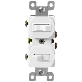 Enerlites Duplex Double Toggle Light Switch, Single Pole, Side Wiring, Copper Wire Only, Grounding Screw, Residential Grade, 15A 120V, UL Listed, 82150-W, White