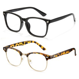 Cyxus 2 Pack Blue Light Glasses for Woman Men Stylish Computer Glasses Reduce Eye Strain UV Protection for Screen（402B014 Black+Tortoiseshell）