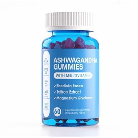 New Ashwagandha Gummies - 60 Count - Mixed Berry, KSM-66, Vegan, Plant Based, Non-GMO, Gluten-Free & Gelatin Free Relax(1 Pack)