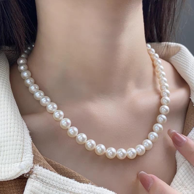 SANFACE 8mm Round Shell Pearl Necklace Set for Women