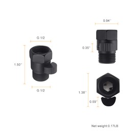 Matte Black Water Flow Control Valve, 1/2" Shower Head with Shut Off Valve, Brass Shut Off Valve for Handheld Shower, Water Pressure Regulator Replacement for Shower System