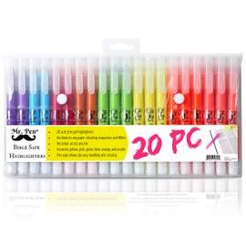 Mr. Pen No Bleed Gel Highlighter, Bible Highlighters, Assorted Colors, Pack of 20