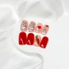 Easter Press on Nails Short Square Fake Nails Red Full
