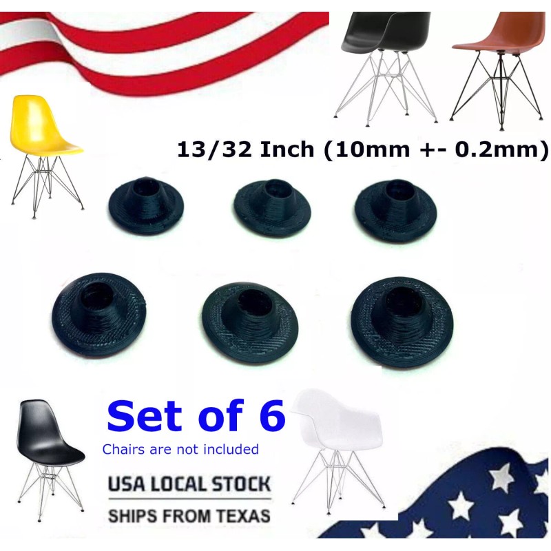 24/7Electronics 6 Chair Glides Black Eames Eiffel Base Furniture Leg