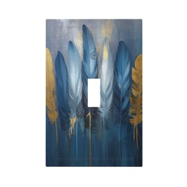 Decorative Art Light Switch Covers Colorful Feathers Single Toggle Wall Plate Decorative Switchcover Electrical Switchplate for Home Decor