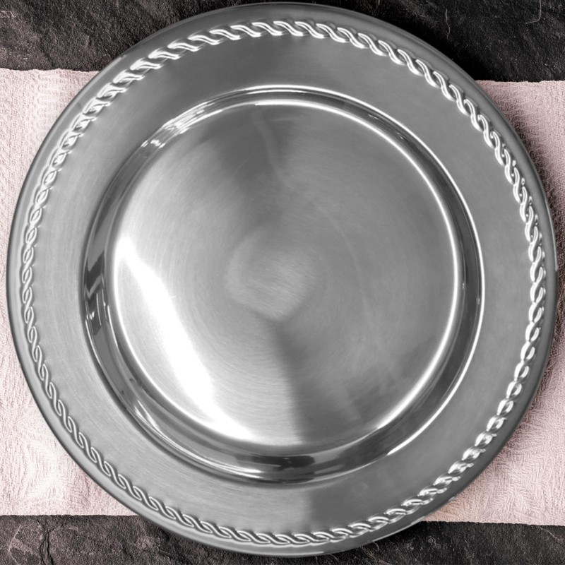 Brightalk 13-Inch Stainless Steel Twist Pattern Charger Plates, 6 Pcs