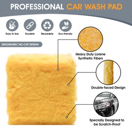 SM Arnold Spun Gold™ Professional Grade 9" x 9" Car Wash Pad: Durable, Efficient, Scratch-Proof for Ultimate Vehicle Cleaning | Ideal for Auto Detailing and Maintenance, Ergonomic No-Cuff Design