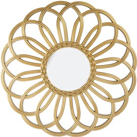 Northlight Round Rattan Sunflower Wall Mirror, 30", Beige
