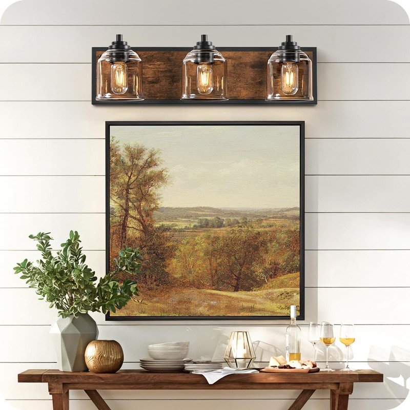 GOEBLESON 3-Light Bathroom Fixture, 23.2" Large Farmhouse Vanity Light, E26