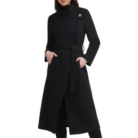 Kenneth Cole Women's Tweed Wool-Blend Coat, Black